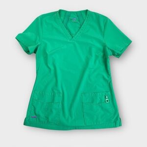 Lynx Women Green V-Neck Scrub Top Small Short Sleeve Medical‎ Uniform 6003